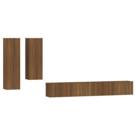 4 Piece TV Cabinet Set Brown Oak Engineered Wood - thumbnail 2