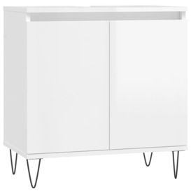 Bathroom Cabinet High Gloss White 58x33x60 cm Engineered Wood - thumbnail 2