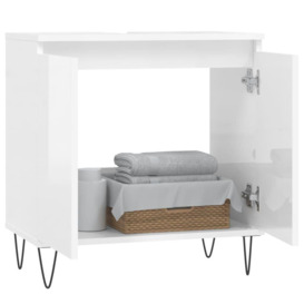 Bathroom Cabinet High Gloss White 58x33x60 cm Engineered Wood - thumbnail 3