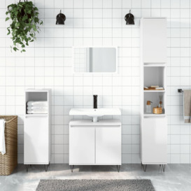Bathroom Cabinet High Gloss White 58x33x60 cm Engineered Wood - thumbnail 1