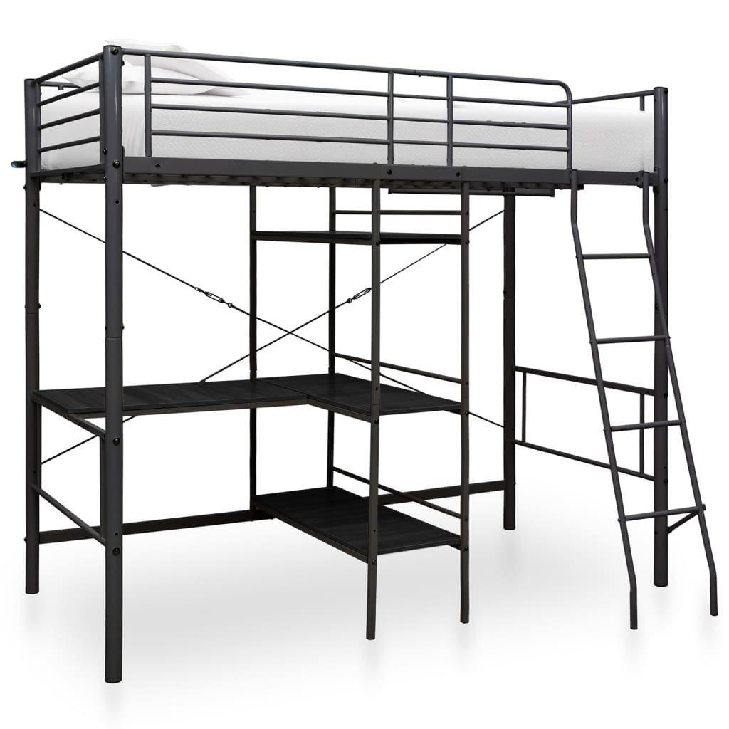 Bunk Bed with Table Frame Black Metal 90x200 cm - image 1