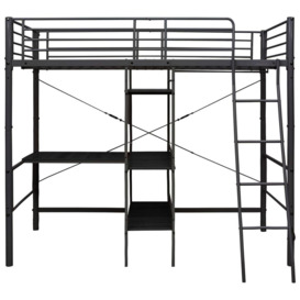 Bunk Bed with Table Frame Black Metal 90x200 cm - thumbnail 3