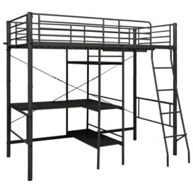 Bunk Bed with Table Frame Black Metal 90x200 cm - thumbnail 2