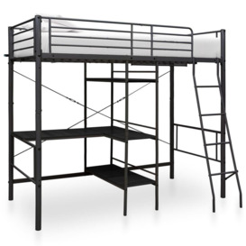 Bunk Bed with Table Frame Black Metal 90x200 cm - thumbnail 1