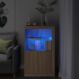 Side Cabinet with LED Lights Sonoma Oak Engineered Wood - thumbnail 1
