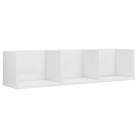 CD Wall Shelf High Gloss White 75x18x18 cm Engineered Wood - thumbnail 2