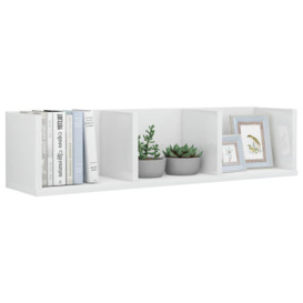 CD Wall Shelf High Gloss White 75x18x18 cm Engineered Wood - thumbnail 3