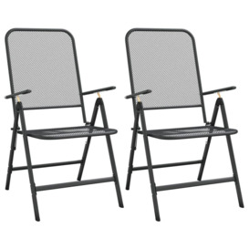 Folding Garden Chairs 2 pcs Expanded Metal Mesh Anthracite - thumbnail 2