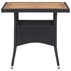 Outdoor Dining Table Black Poly Rattan and Solid Acacia Wood - thumbnail 2