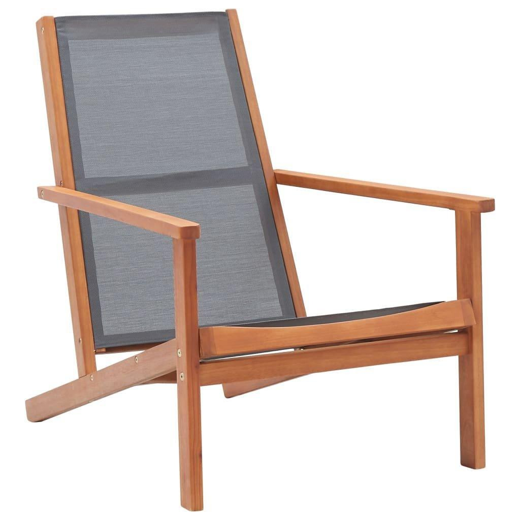 Garden Lounge Chair Grey Solid Eucalyptus Wood and Textilene - image 1