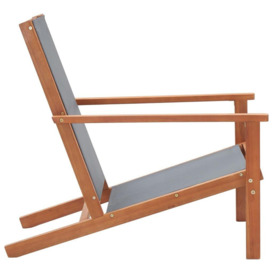 Garden Lounge Chair Grey Solid Eucalyptus Wood and Textilene - thumbnail 2