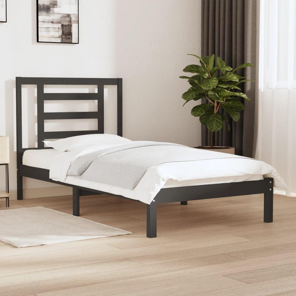 Bed Frame Grey Solid Wood Pine 100x200 cm - image 1