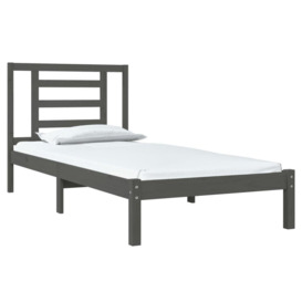 Bed Frame Grey Solid Wood Pine 100x200 cm - thumbnail 3