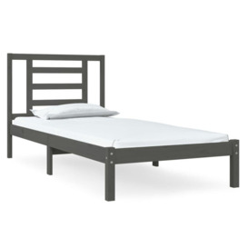 Bed Frame Grey Solid Wood Pine 100x200 cm - thumbnail 2