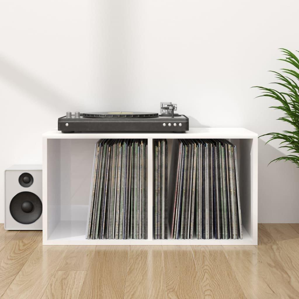 Vinyl Storage Box High Gloss White 71x34x36 cm Engineered Wood - image 1