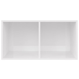 Vinyl Storage Box High Gloss White 71x34x36 cm Engineered Wood - thumbnail 3