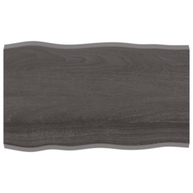 Table Top Dark Grey 100x60x2 cm Treated Solid Wood Oak Live Edge