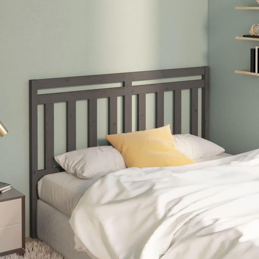 Bed Headboard Grey 156x4x100 cm Solid Wood Pine - image 1