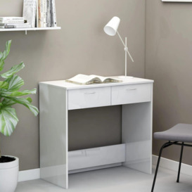 Desk High Gloss White 80x40x75 cm Engineered Wood - thumbnail 1