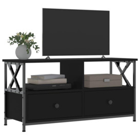 TV Cabinet Black 90x33x45 cm Engineered Wood&Iron - thumbnail 3