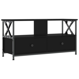 TV Cabinet Black 90x33x45 cm Engineered Wood&Iron - thumbnail 2