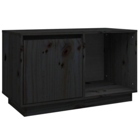 TV Cabinet Black 74x35x44 cm Solid Wood Pine - thumbnail 2