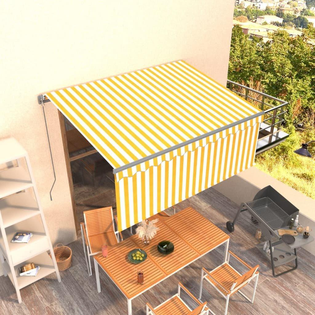 Manual Retractable Awning with Blind 3x2.5m Yellow&White - image 1