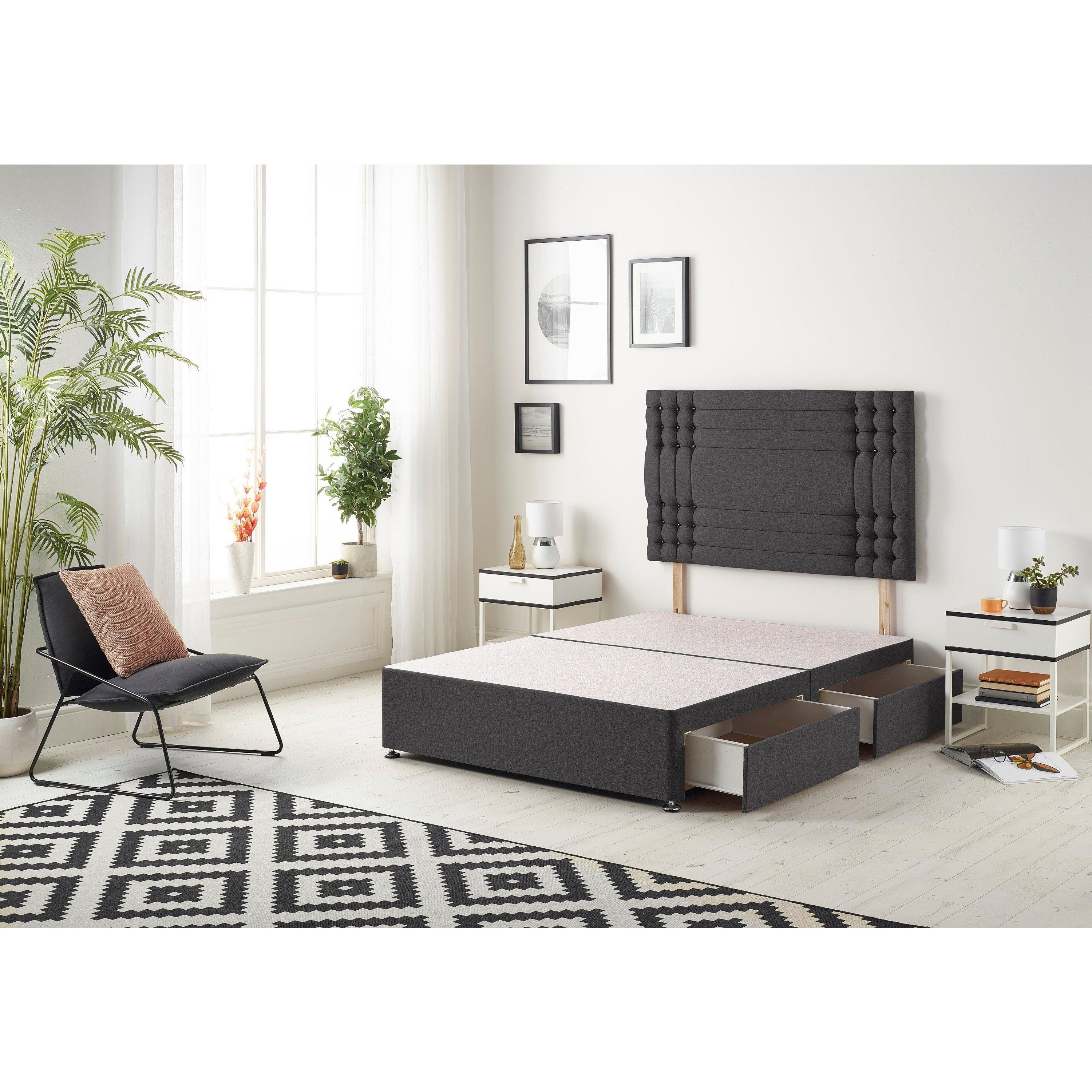 Flexby Divan Bed Base With 2 Drawers and Headboard Plush - image 1