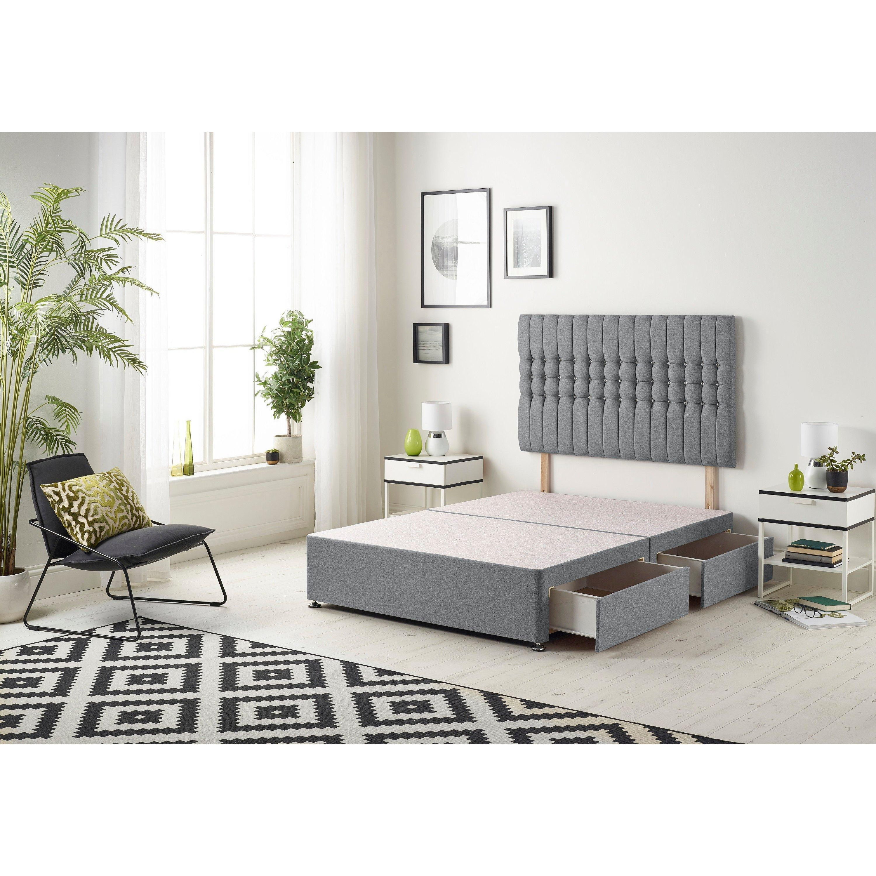 Galaxy Divan Bed Base With 2 Drawers and Headboard Plush - image 1