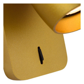 Lucide Preston Retro Wall Spotlight LED Dim to warm GU10 1x5W 2200K3000K Matt Gold Brass - thumbnail 3