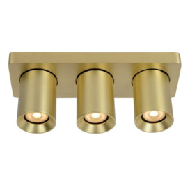 Lucide Nigel Modern Ceiling Spotlight Bar LED Dim to warm GU10 3x5W 2200K3000K Matt Gold Brass - thumbnail 3