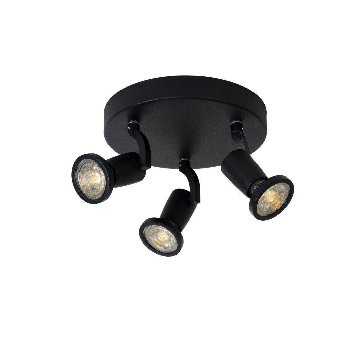 Lucide JasterLed Modern Ceiling Spotlight 20cm LED GU10 3x5W 2700K Black - image 1