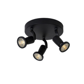 Lucide JasterLed Modern Ceiling Spotlight 20cm LED GU10 3x5W 2700K Black - thumbnail 1
