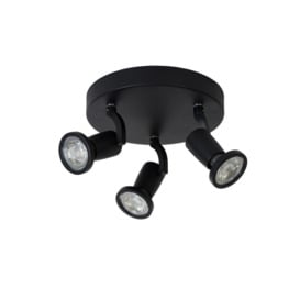 Lucide JasterLed Modern Ceiling Spotlight 20cm LED GU10 3x5W 2700K Black - thumbnail 2