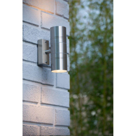 Lucide ArneLed Modern Up Down Wall Light Outdoor 63cm LED GU10 2x5W 2700K IP44 Satin Chrome - thumbnail 2