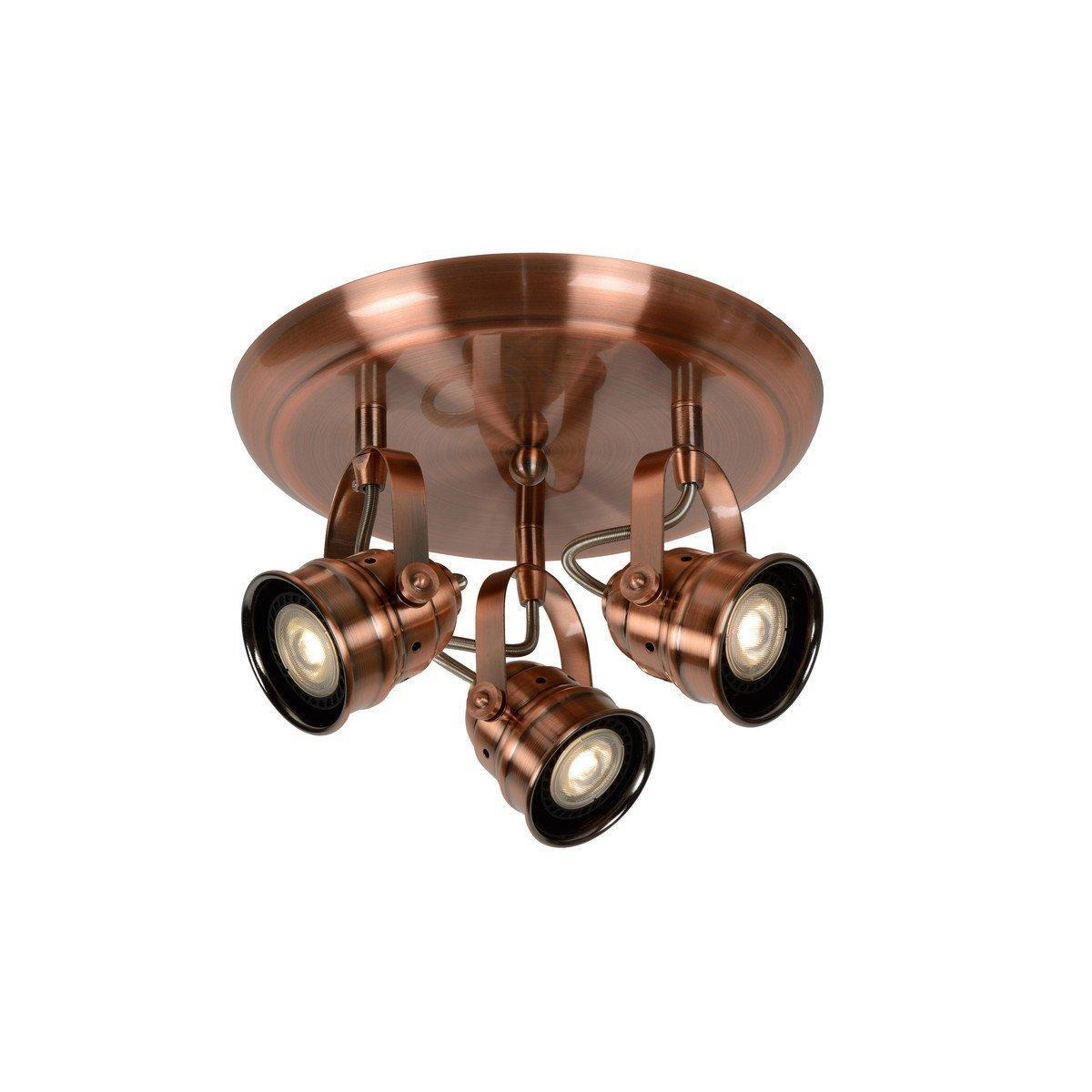 Lucide Cigal Cottage Ceiling Spotlight LED GU10 3x5W 2700K Copper - image 1