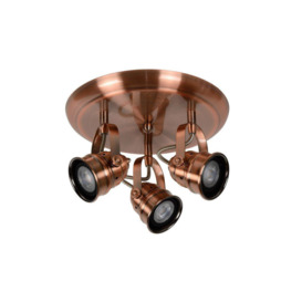 Lucide Cigal Cottage Ceiling Spotlight LED GU10 3x5W 2700K Copper - thumbnail 2