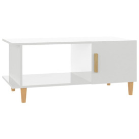 Coffee Table High Gloss White 90x50x40 cm Engineered Wood - thumbnail 2