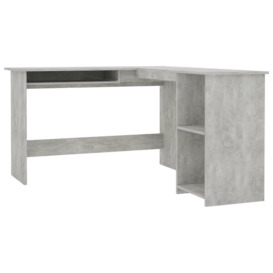 L-Shaped Corner Desk Concrete Grey 120x140x75 cm Engineered Wood - thumbnail 2