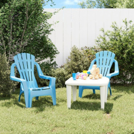 Garden Chairs 2 pcs for Children Blue 37x34x44 cm PP Wooden Look - thumbnail 1