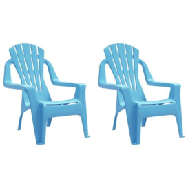 Garden Chairs 2 pcs for Children Blue 37x34x44 cm PP Wooden Look - thumbnail 2