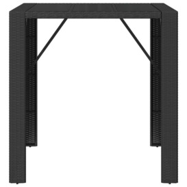 Bar Table with Glass Top Black 105x80x110 cm Poly Rattan - thumbnail 3