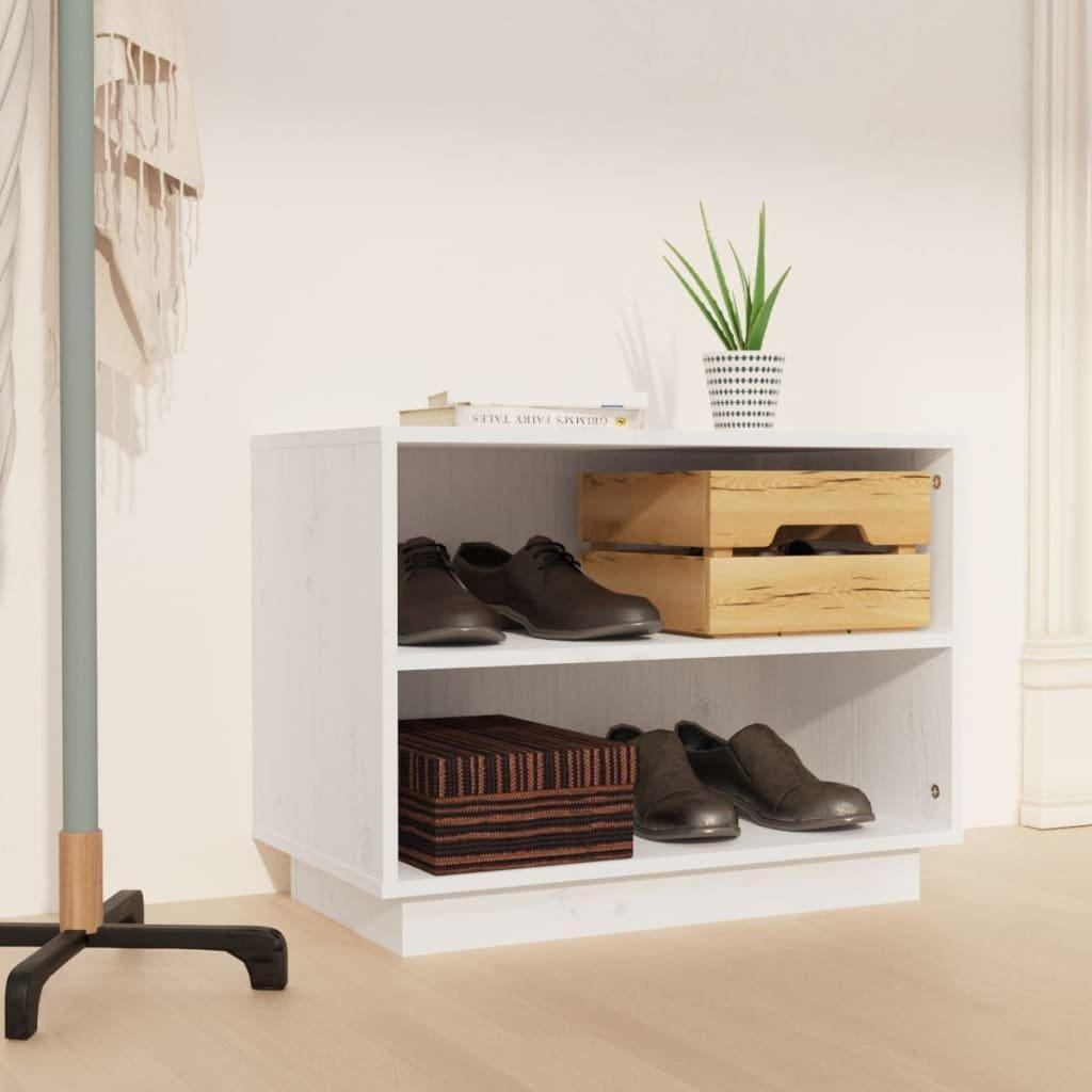 Shoe Cabinet White 60x34x45 cm Solid Wood Pine - image 1