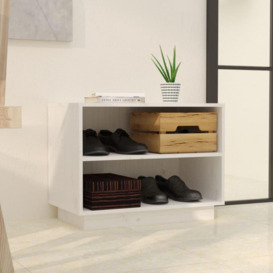 Shoe Cabinet White 60x34x45 cm Solid Wood Pine - thumbnail 3