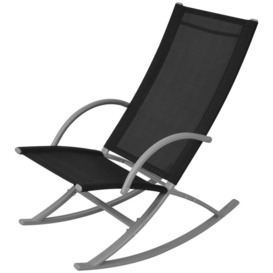 Garden Rocking Chairs 2 pcs Steel and Textilene Black - thumbnail 2