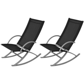 Garden Rocking Chairs 2 pcs Steel and Textilene Black - thumbnail 1