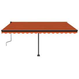Manual Retractable Awning with LED 450x350 cm Orange and Brown - thumbnail 3