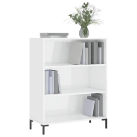 Bookcase High Gloss White 69.5x32.5x90 cm Engineered Wood - thumbnail 3