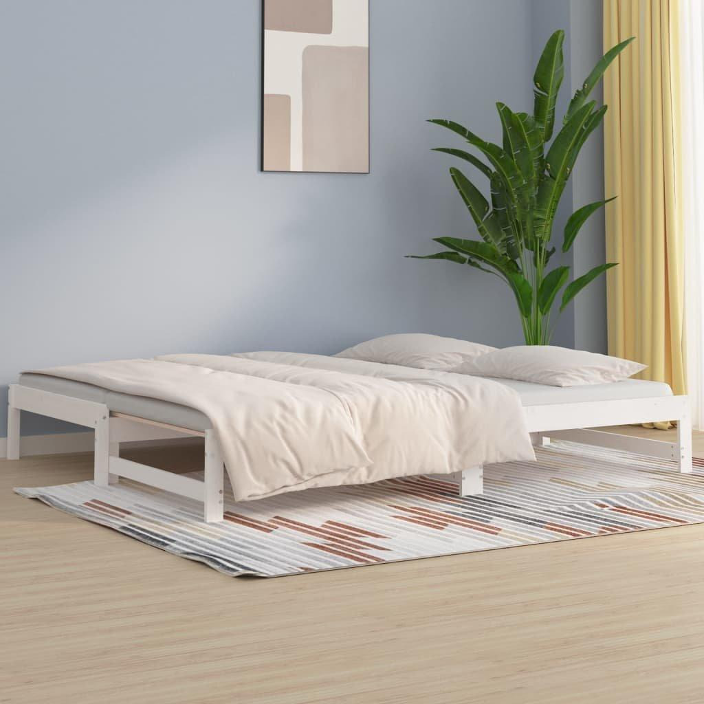 Pull-out Day Bed White 2x(80x200) cm Solid Wood Pine - image 1
