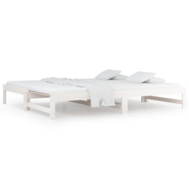 Pull-out Day Bed White 2x(80x200) cm Solid Wood Pine - thumbnail 2